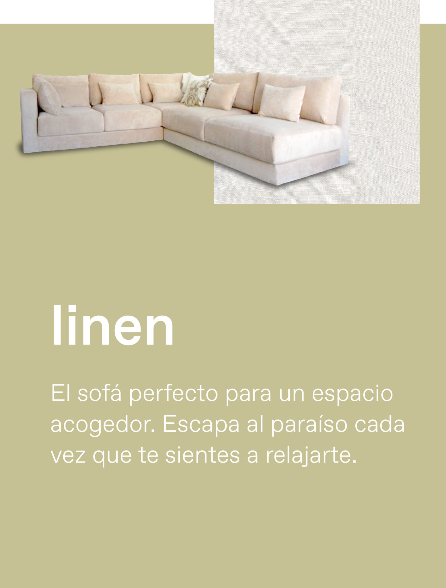 Sofá Linen — Acogedor, textil natural, estética serena.